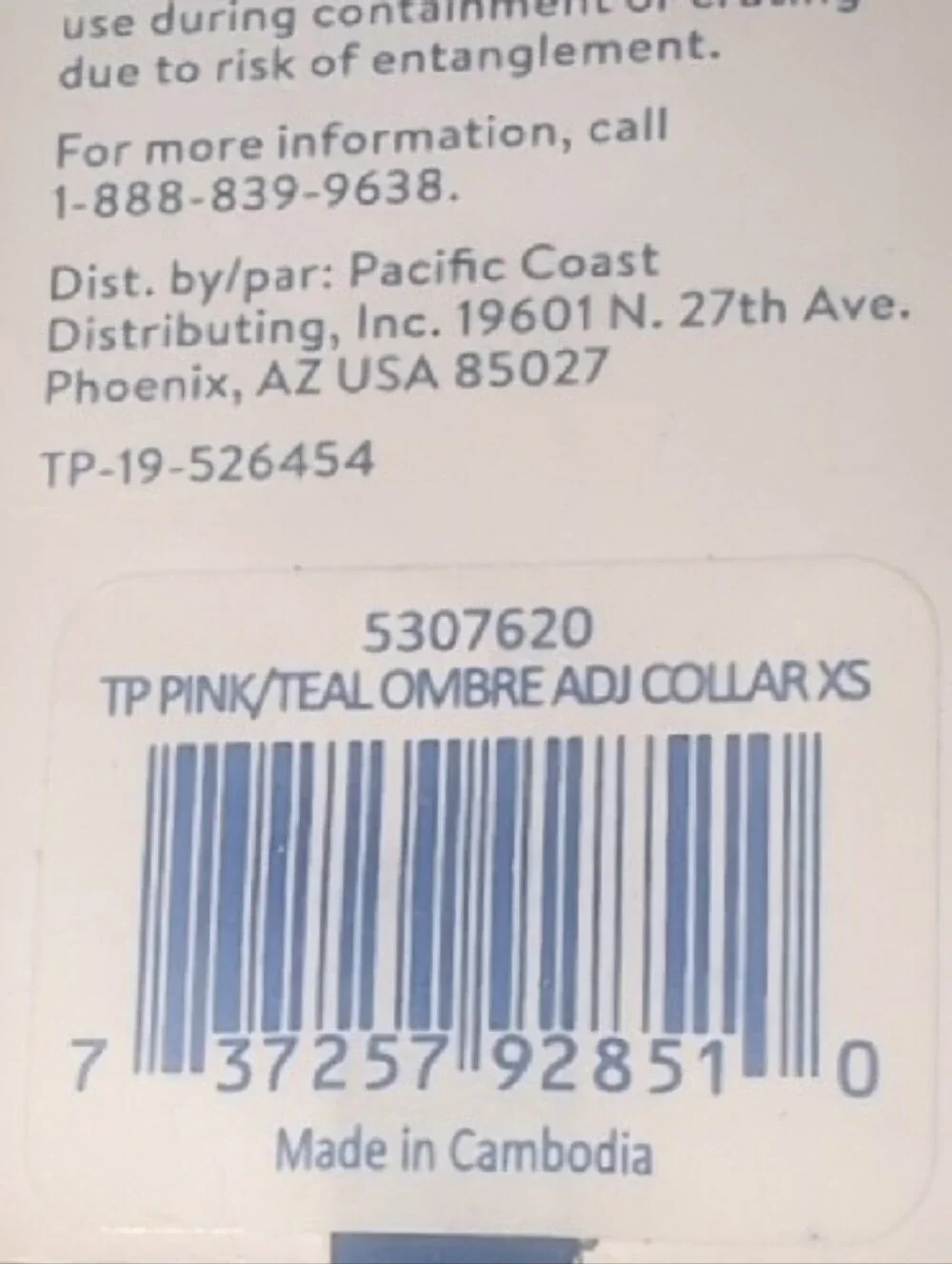 Top Paw reflective labeled